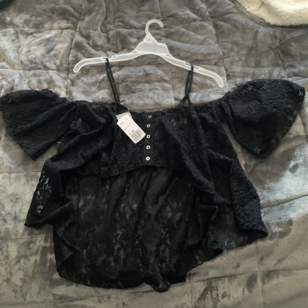 NWT Forever 21 Sheer Flowy Cropped Top Small